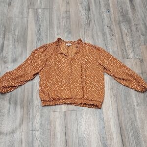 LOFT Brown Polka Dot Blouse